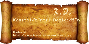 Kosztolánczi Domicián névjegykártya